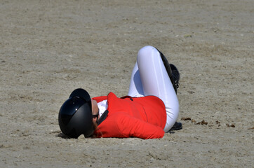 rider who fell off his horse during the competition.