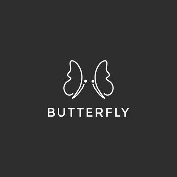 Butterfly Logo  template Linear style icon. Logotype concept icon on black background