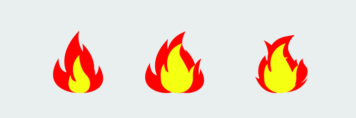 Fire flames, set vector icons