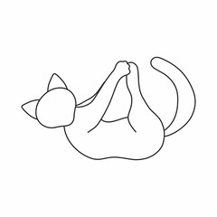 Vector linear illustration with a cat. Yogi cat. Poster with a cat. Gymnastics for cats.