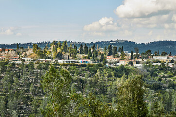 View from Sataf Park to a settlement in the suburbs of Jerusalem