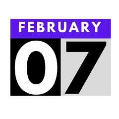 Fototapeta na wymiar February 7 . flat daily calendar icon .date ,day, month .calendar for the month of February