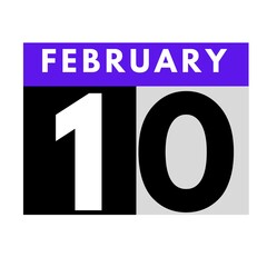 Fototapeta premium February 10 . flat daily calendar icon .date ,day, month .calendar for the month of February