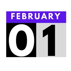 February 1 . flat daily calendar icon .date ,day, month .calendar for the month of February