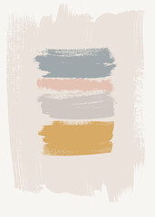 Vector boho wall art print. Trendy neutral  bohemian style acrylic painting, home decor. Abstract art in soft pastel colors. Scandinavian wall decoration. Brochure cover creative contemporary design