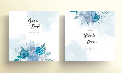 Beautiful wedding invitation card with soft flowers