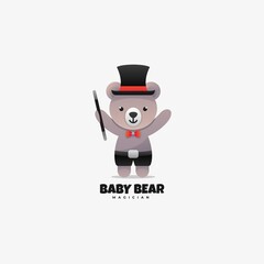Vector Logo Illustration Baby Bear Gradient Colorful Style.