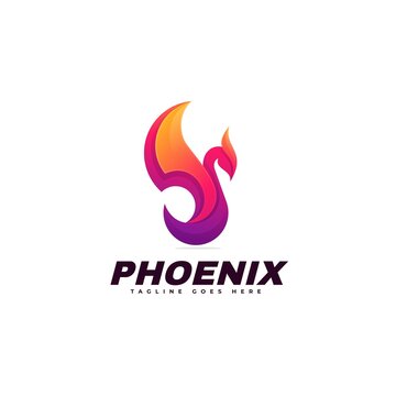 Vector Logo Illustration Phoenix Gradient Colorful Style.