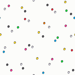 Seamless pattern with colorful hand drawn dots. Great for fabrics, greeting cards, wallpapers, gift wrapping paper, web page backgrounds etc