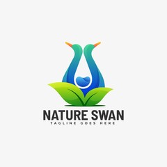 Vector Logo Illustration Nature Swan Gradient Colorful Style.