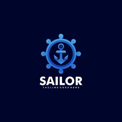 Vector Logo Illustration Sailor Gradient Colorful Style.