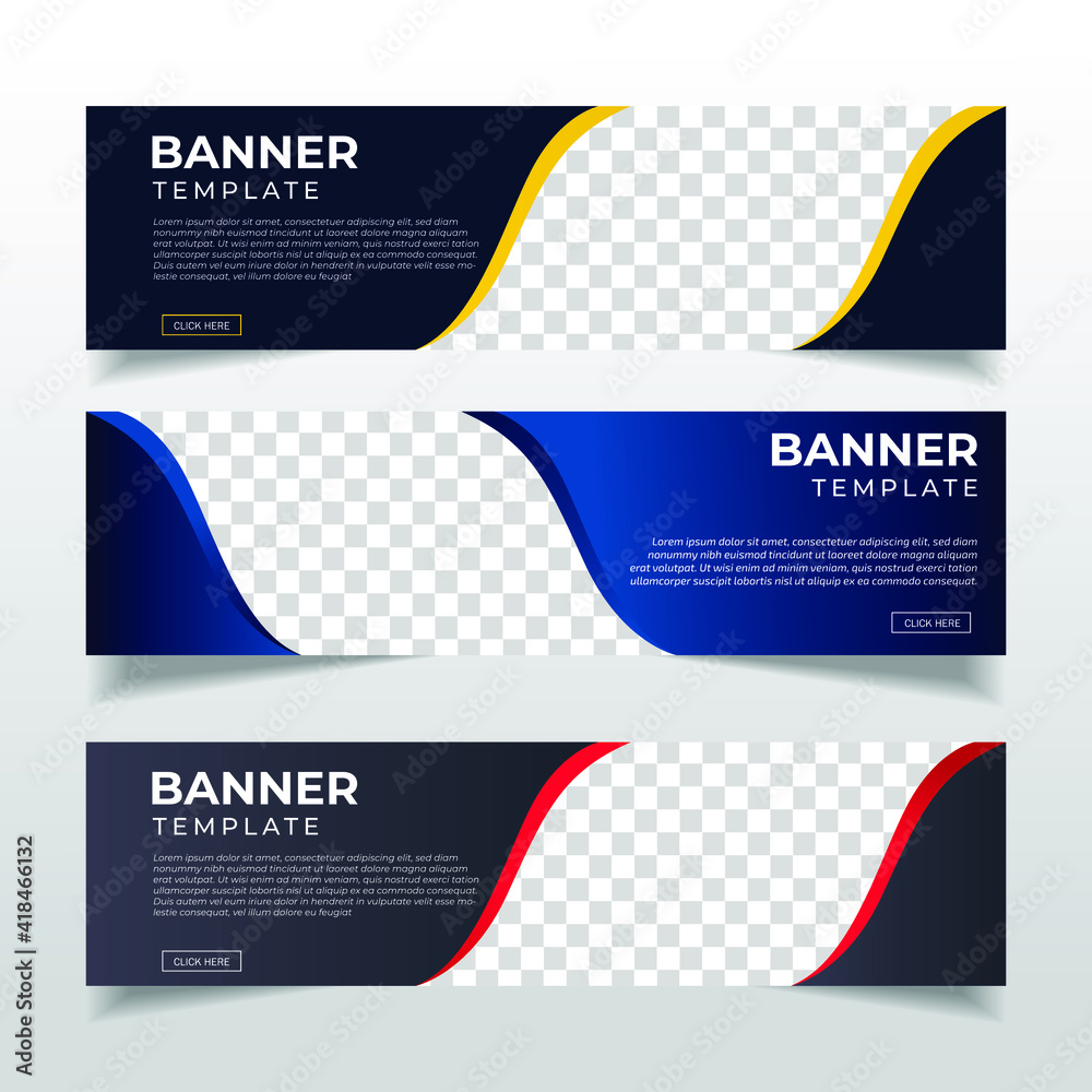 Wall mural modern abstract web banner with place for photo. horizontal layout template. business ad banner. vec