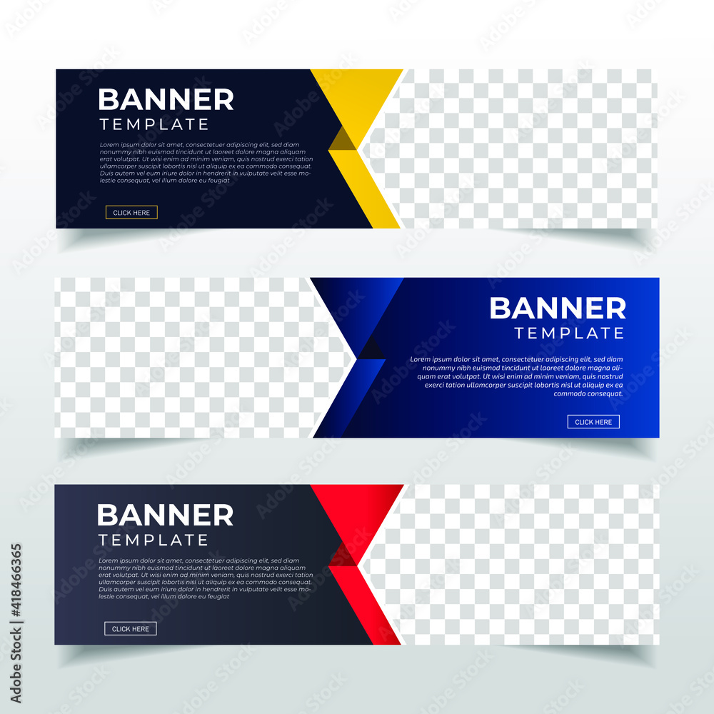Wall mural modern abstract web banner with place for photo. horizontal layout template. business ad banner. vec