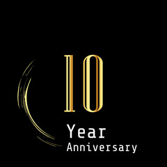 10 Years Anniversary Celebration Gold and Black Color Vector Template Design Illustration