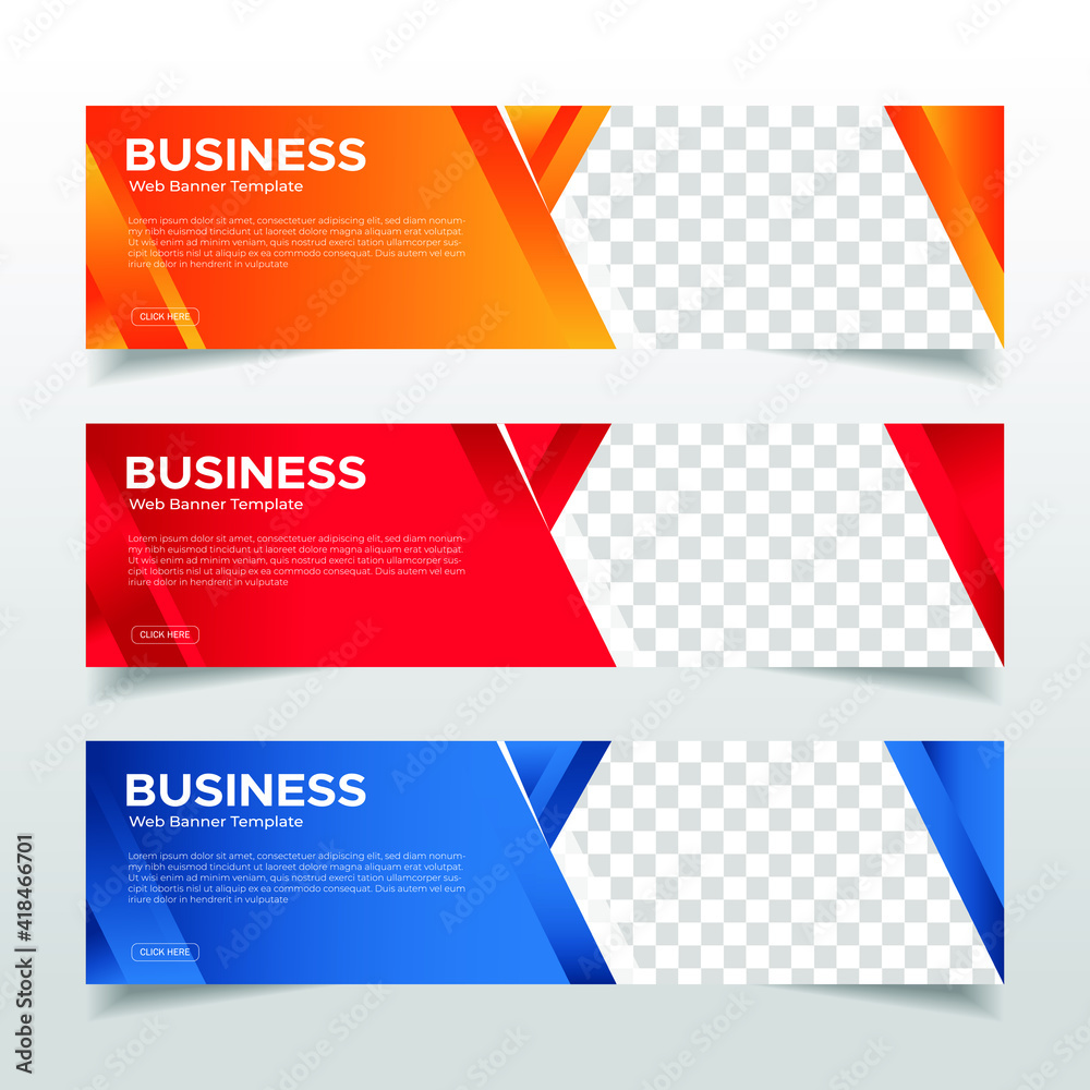 Wall mural modern abstract web banner with place for photo. horizontal layout template. business ad banner. vec