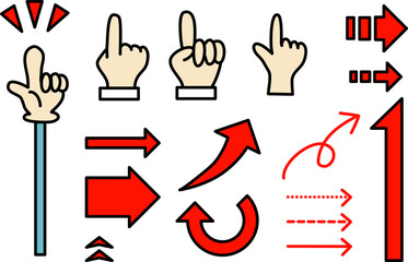 ポイントを際立たせる指差しと矢印