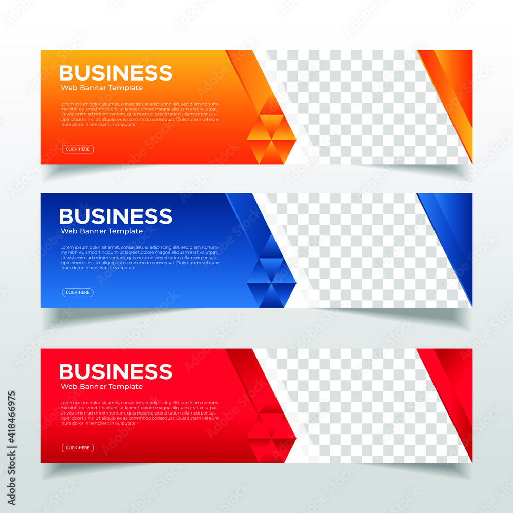 Wall mural modern abstract web banner with place for photo. horizontal layout template. business ad banner. vec