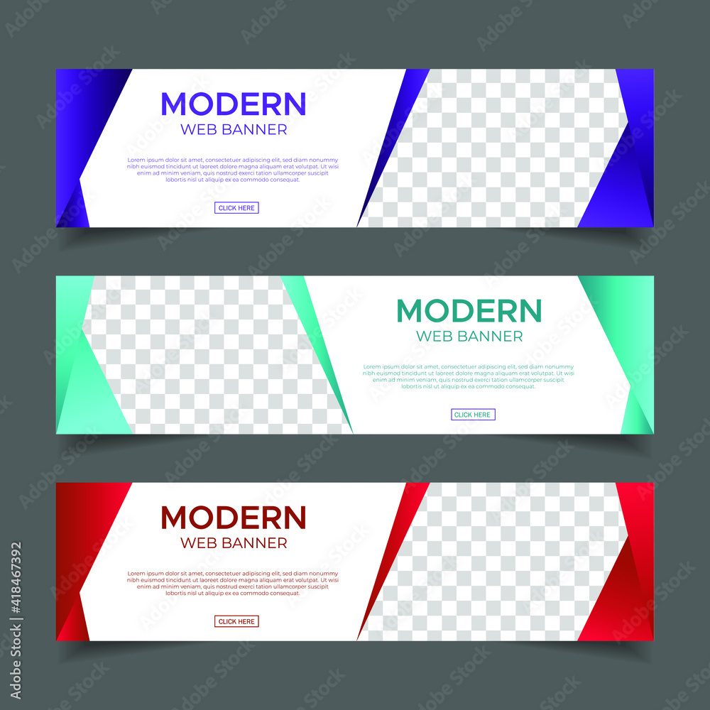 Wall mural modern abstract web banner with place for photo. horizontal layout template. business ad banner. vec