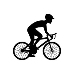 black silhouette design with isolated white background of man cycling