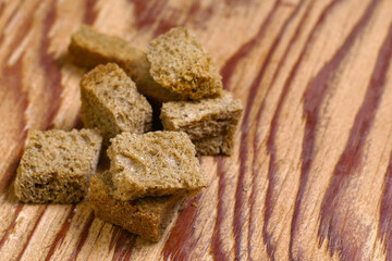 crispy rye crackers on a wooden table