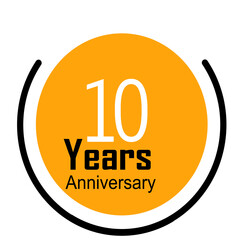 10 Years Anniversary Celebration Yellow Color Vector Template Design Illustration