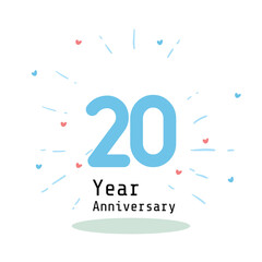 20 Years Anniversary Celebration Blue Color Vector Template Design Illustration