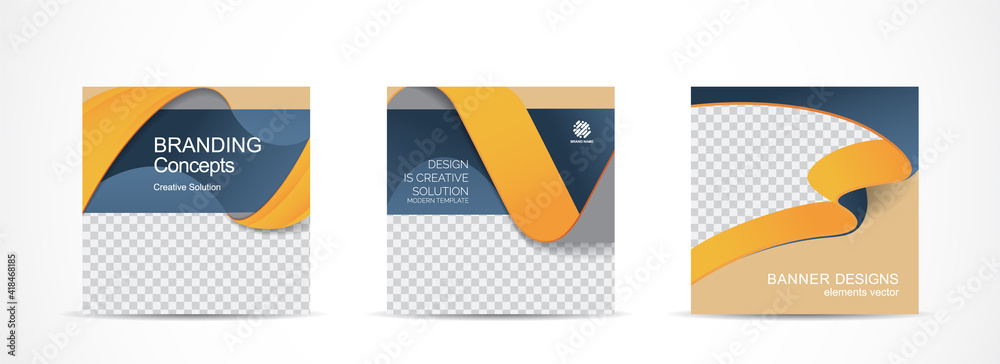 Wall mural set square banner template for social media post and web internet ads.vector illustrations.