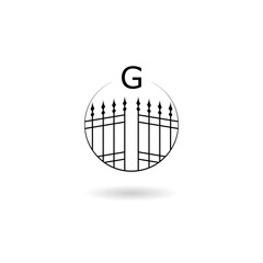 Letter G Gate Logo Design With Shadow