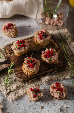 Homemade pate on heathy bread with cranberries