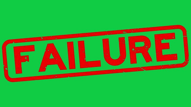 Grunge red failure word square rubber seal stamp zoom on green background