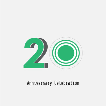 20 Years Anniversary Celebration Green Color Vector Template Design Illustration