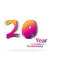 20 Years Anniversary Celebration Purple Color Vector Template Design Illustration