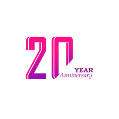 20 Years Anniversary Celebration Purple Color Vector Template Design Illustration