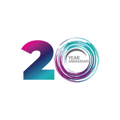 20 Years Anniversary Celebration Color Vector Template Design Illustration