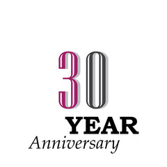 30 Years Anniversary Celebration Color Vector Template Design Illustration