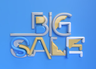 3D Render Big Sale Text. 3D illustration Graphic Design.