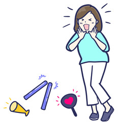 推しに一生懸命声援を送る女性のイラスト