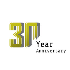 30 Years Anniversary Celebration Gold Color Vector Template Design Illustration