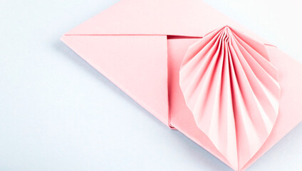 pink envelope isolated on white background,copy space