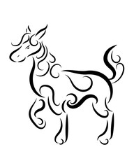 Line art vector of horse. It is standing. Suitable for use as decoration or logo.