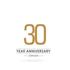 30 Years Anniversary Celebration Gold Vector Template Design Illustration