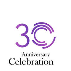 30 Years Anniversary Celebration Purple Color Vector Template Design Illustration