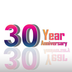 30 Years Anniversary Celebration Rainbow Color Vector Template Design Illustration