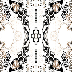 Seamless Fabric Patterns. Ochre Peruvian Tile.