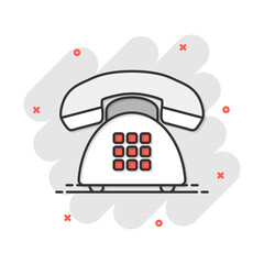 Vector cartoon phone icon in comic style. Telephone sign illustration pictogram. Phone business splash effect concept.