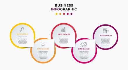 Business Infographic design template Vector with icons and 5 five options or steps. Can be used for process diagram, presentations, workflow layout, banner, flow chart, info graph