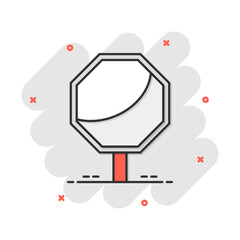 Vector cartoon red stop sign icon in comic style. Danger sign illustration pictogram. Stop business splash effect concept.