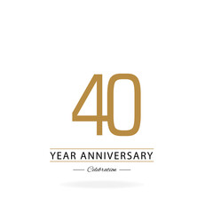 40 Years Anniversary Celebration Gold Color Vector Template Design Illustration