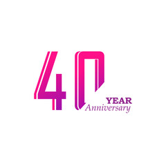 40 Years Anniversary Celebration Purple Color Vector Template Design Illustration