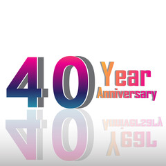 40 Years Anniversary Celebration Rainbow Color Vector Template Design Illustration
